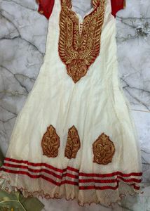 New White Ethnic Long  Gown