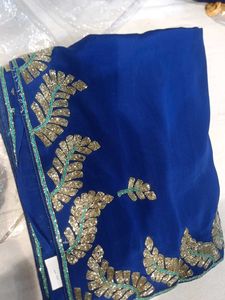 Royal Blue Embroidered Saree