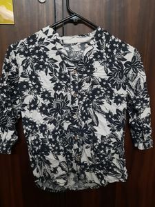 Black Floral Buttondown Shirt