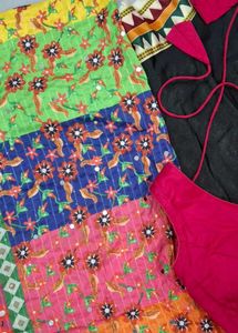 Black Chaniya Choli Set with Colorful Dupatta