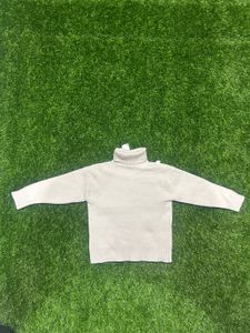 Beige Turtleneck Knit Sweater