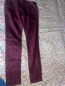 Plum Skinny Pants with Ankle Zippers
