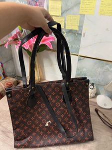 Brown Patterned Tote Bag