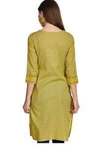 Yellow Printed Kurti