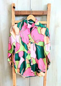 Multicolour Satin Shirt Size-36