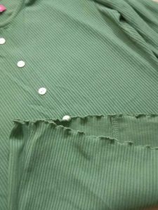 Green Button-Up Top
