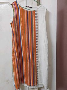 Striped Women Shrishti Kurta(Short Sleeves Attach)