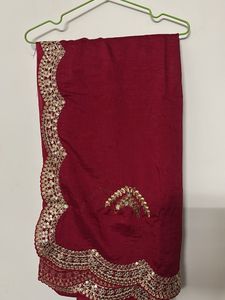 Maroon Saree with Gold Sequins