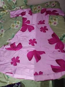 New Floral Print Pink Ethnic Gown
