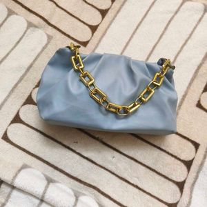 Blue Purse/Sling Bag With Golden Strip