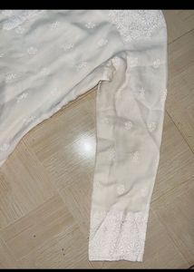 White Embroidered Kurti With Pant Set