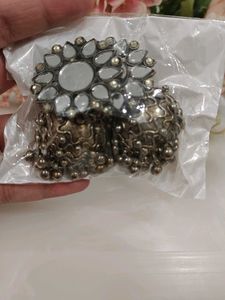 Oxidised Mirror Jhumka
