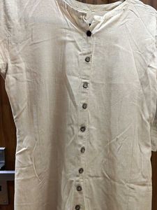 Versatile Khaki Linen Blend Tunic Dress