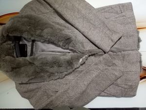 Elegant Grey Faux Fur Jacket