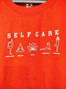 Maroon Tshirt With &#39;Self-Care&#39; Print