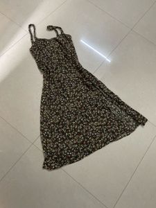 ZARA Floral Midi Dress with Slit