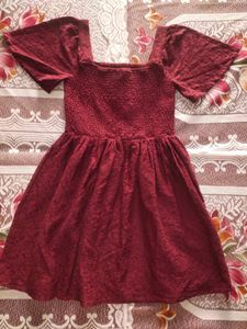 Lace Skater Dress with Smocked Yoke