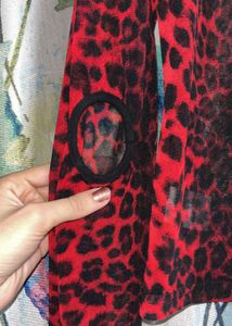 Red Leopard Print Long Sleeve Top