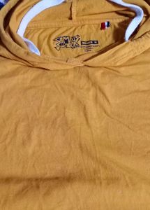 Yellow Short Sleeve Hoodie tshirt