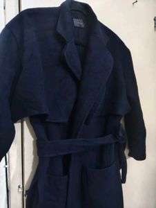Elegant Navy Overlapping Trench Coat