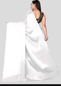 Elegant White Satin Saree