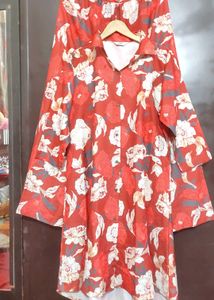 Rust Color Floral Printed Co-Ords Set For 40 Bust
