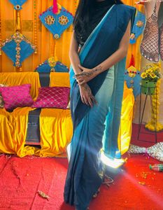 Women Blue Ready To Wear Saree