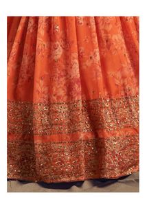 Orange&amp; gold sequined lehanga Myntra