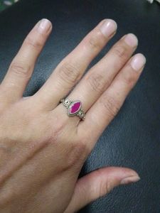 Vintage Pure Silver & Pink Stone Ring