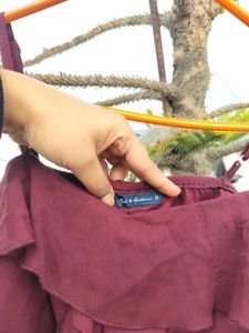 Maroon Ruffle Crop Top