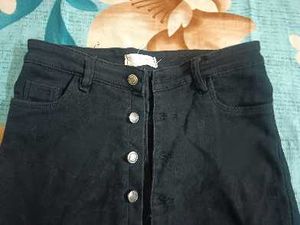 Button-Front Denim Skirt