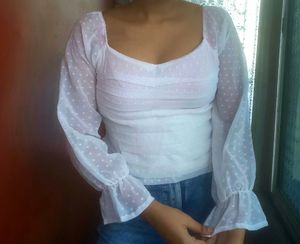 White Sweetheart Neck Top