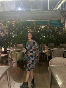 Graphic Print Long Sleeve Dress