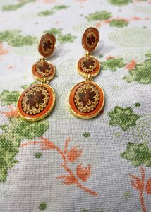 Very Classy Earring In Orange And Brown Shade