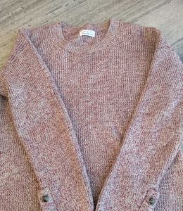 Pink Knit Sweater w/ Button Detail