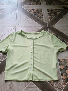 Green Button-Up Top