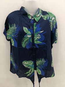 Flower Print Collar Shirt Half Sleeves Beach Top