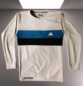 Full Adidas Tshirt With Blue And Black Stripe,