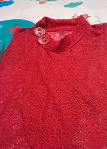 Red Color  Net Top And Shrug.