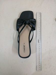 Black Bow Tie Comfort Slides