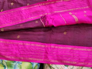 Brown and pink Silk Saree