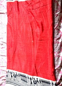 Red &amp; Black Tribal Print Saree
