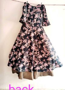 Floral Print Layered Gown