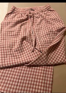 Shein Pink Gingham Wide-Leg Pants