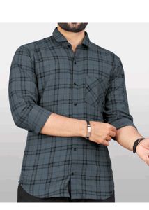 Gray Plaid Button-Down Shirt