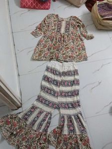 Floral Print Kurta Sharara Set