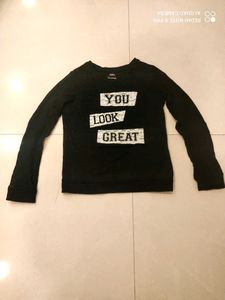 Black Full Net Sleeves T Shirt In Good condition