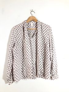 Off White Printed Top