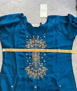 Teal Embroidered Kurti