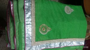 Green Net Saree